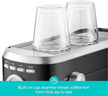 CASABREWS CM5418 Espresso Machine 20 Bar, Stainless Steel Espresso Maker with Milk Frother Steam Wand, Compact Cappuccino Machine for Home, Espresso Coffee Machine with Removable Water Tank, Black