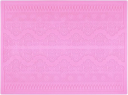 Embossing Lace Fondant Molds, Multi Circle Flowers Lace Mat Wedding Cake Decoration Tool, Silicone Lace Mat Mold for Cakes