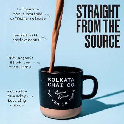 Kolkata Chai Signature Masala Chai & Decaf Masala Chai Tea, Assam Black Tea Combo Pack, Makes 40 cups, Premium loose leaf tea and spice blend, All Natural