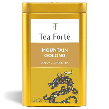 Tea Forte Mountain Oolong Premium Loose Leaf Caffeinated Oolong Tea Blend Canister, Makes 35-50 Cups