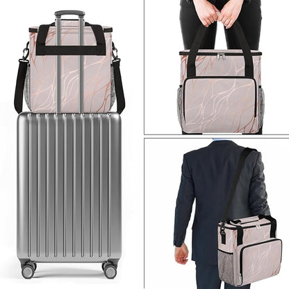 Abstract Rose Gold Marble Coffee Maker Carring Bag Travel Storage Tote Bag Compatible with Keurig K-Mini or K-Mini Plus Portable Single Serve Coffee Brewer Case with Pockets for K-cup Pods
