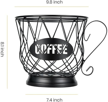 TreeLen Coffee Pod Holder, K Cup Organizer, Large Capacity K Cup Holder for 40 K Cups, K Pod Storage for Coffee Bar - Black