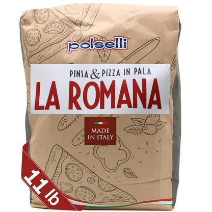 Polselli La Romana Pinsa & Pizza in Pala Flour ,11 lb – Type 0 High-Protein Wheat & Rice Flour Blend – Ideal for Roman-Style Pizza and Flatbread Light & Airy Crust, Crunchy Texture, Perfect for Sourdough & Artisan Baking