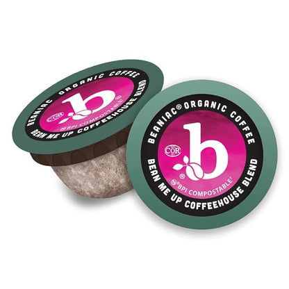 beaniac Organic Bean Me Up Coffeehouse Blend, Medium Roast, Single Serve Compostable K Cup Coffee Pods, Organic Arabica Coffee, Keurig Brewer Compatible, 72 Count