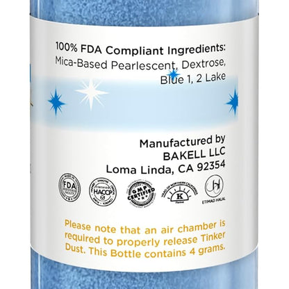 Bakell - Deep Blue Tinker Dust (4g, 1x Mini Spray Pump) Edible Glitter for Food, Desserts, and Beverages!