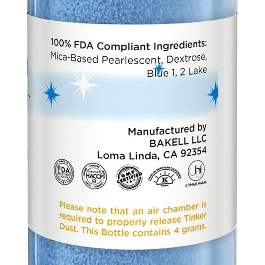 Bakell - Deep Blue Tinker Dust (4g, 1x Mini Spray Pump) Edible Glitter for Food, Desserts, and Beverages!