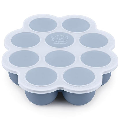 KeaBabies Silicone Food Freezer Trays with Lid, 2oz x 10 Pods Baby Food Storage Containers, Easy Puree Meal Prep, Breast Milk Silicone Freezer Molds, Dishwasher, Microwave Safe, BPA-Free (Slate)