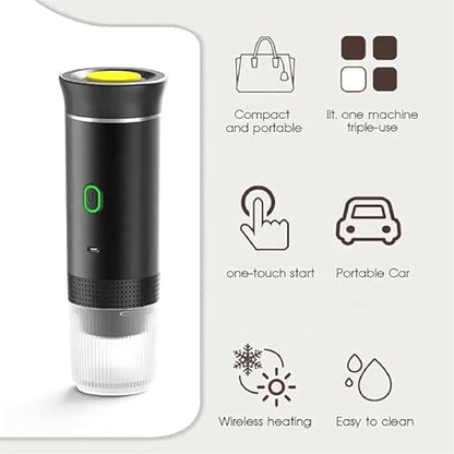 Esprova Portable Espresso Machine, Portable Electric Coffee Maker for Travel Camping, 3-in-1 Self-Heating Espresso Maker, Compatible with Ground Coffee and Capsules, Compact Lightweight (White)
