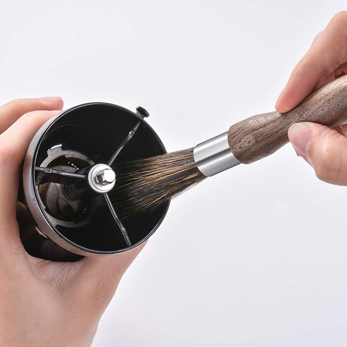 Coffee Brush Coffee Grinder Cleaning Brush Coffee Grinder Brush Natural Boar Bristles Walnut Handle with Suspension Band, Professional Equipment for Your Barista Home Kitchen