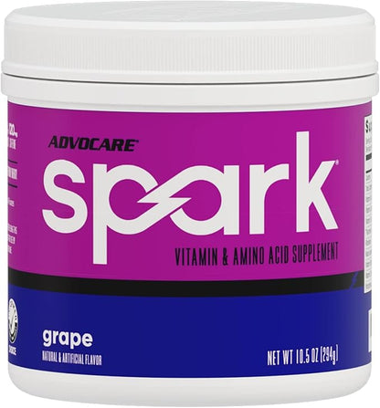 AdvoCare Spark - Energy Drink Mix - Vitamin & Amino Acid Supplement - Supports Energy & Focus - Portable Immune Support - Sugar-Free - Grape (10.5) Oz