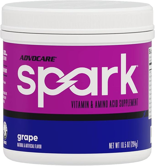 AdvoCare Spark - Energy Drink Mix - Vitamin & Amino Acid Supplement - Supports Energy & Focus - Portable Immune Support - Sugar-Free - Grape (10.5) Oz