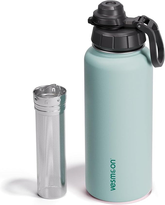 Vessence Tea Infuser Bottle - 32 Oz Insulated Loose Leaf & Fruit Infuser Bottle | Leak Proof with FlowSip Lid