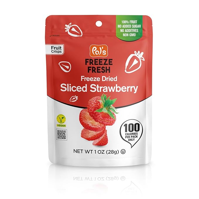 Pol’s Freeze Fresh - 6 Pack Freeze-Dried Fruit Mix – 2x Strawberry, 2x Apple, 1x Strawberry-Banana, 1x Berry Mix (1 Oz Each), No Sugar, Non-GMO, Kosher, Vegan, Gluten-Free