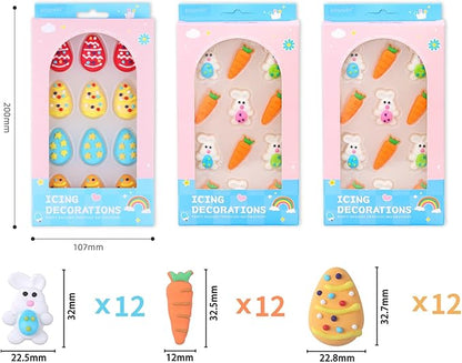 Edible Easter Cake Decorations for Cake Decorating, Carrot Cake Decorations, Bunny Cupcake Toppers for Easter Theme Cake, Macarons, Cookies, Waffles, Cakecircles