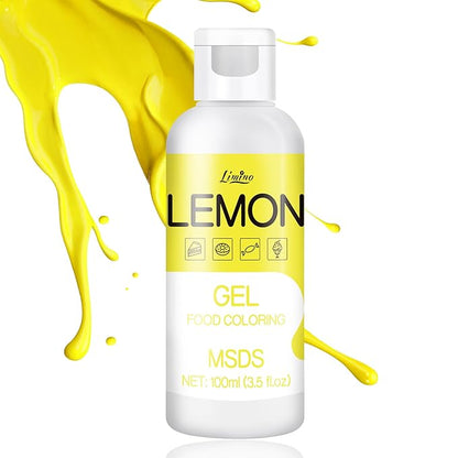 Gel Food Coloring - 4.5oz Vivid Food Coloring Gel for Baking, Cake Decorating, Cookie, Fondant, Macaron - Tasteless Concentrated Edible Food Color Dye for Icing, Slime, Drinks, DIY Crafts (Lemon)