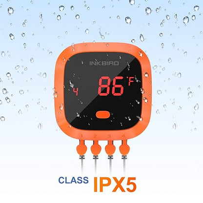 Inkbird Waterproof 150 FT Bluetooth Meat Thermometer IBT-4XC with Magnet, Timer, Alarm and 4 Probes, BBQ Grill Digital Wireless Meat Thermometer for Cooking, Smoker, Kitchen, Oven