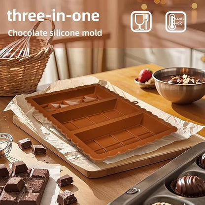 Chocolate Bar Mold - Food Grade Silicone Chocolate Molds, Non-Stick & Easy to Release Deep Mold for Dubai Pistachio Chocolates, Candy, Snacks, Desserts, Resin Art, Dishwasher Safe (2)