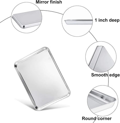 TeamFar Toaster Oven Pan Tray with Cooling Rack, Stainless Steel Toaster Ovenware Pan, Compact 8''x10''x1'', Healthy & Non Toxic, Rust Free & Easy Clean - Dishwasher Safe