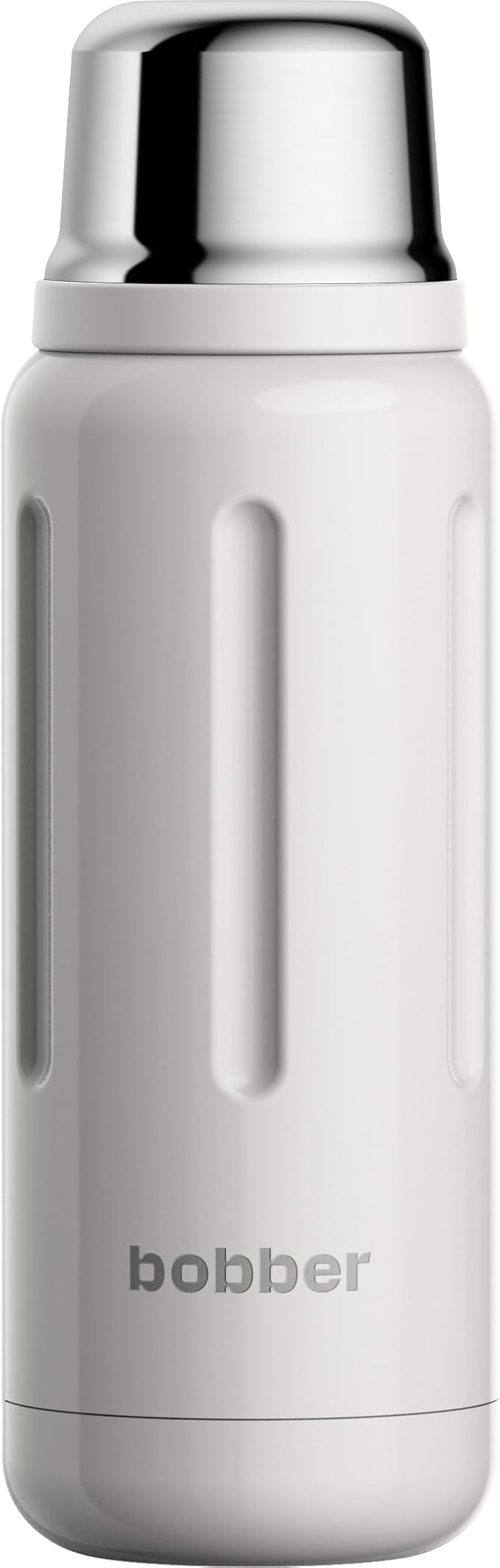 BOBBER 26 oz Stainless Steel Thermos for Hot Water with Cup – BPA-Free, Dishwasher Safe Coffee Thermos Flask – Keeps Hot for 36 Hours – Vacuum Insulated Hot Water Flask for Men, Tea (Sand Grey)