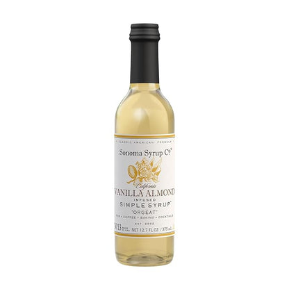 Sonoma Syrup Co. Vanilla Almond Infused Simple Syrup 12.7 fl oz | for Cocktails, Tea, and Baking | Hand Crafted in the USA