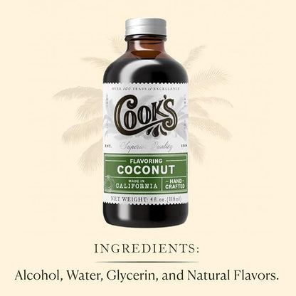 Cook's, Coconut Flavoring for Cakes, Cookies, Pastries, Ice Creams, Smoothies, 128 Ounces (1 Gallon)
