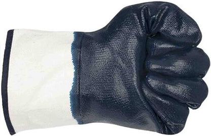 Oil Resistant Gloves, Nitrile Fubber Fully Coated Cotton Safety Work Gloves, Acid Alkali Resistant, for Men & Women Large, Blue (Pack of 12)