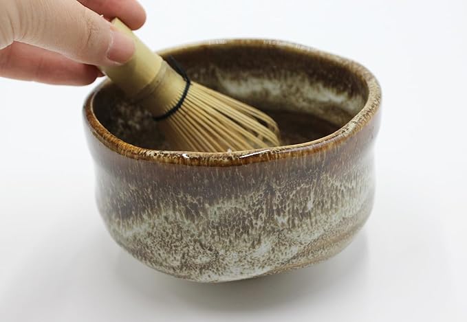 Japanese Traditional Handcrafted Matcha Chawan Tea Bowl Cup Ceremony Tableware Pottery (Ame Yuu)