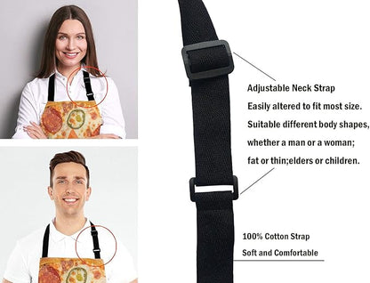 I Love Pizza Bib Apron with Adjustable Neck for Men Women,Suitable for Home Kitchen Cooking Waitress Chef Grill Bistro Baking BBQ Cobbler Apron
