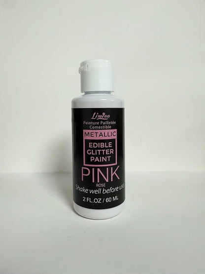 Edible Glitter Paint - 2 fl.oz Food Grade Metallic Glitter Cake Paint for Cake Decorating, Baking, Cupcakes - Shimmer Art Decorative Liquid Edible Paint Food Coloring for Fondant, Donuts (Pink)