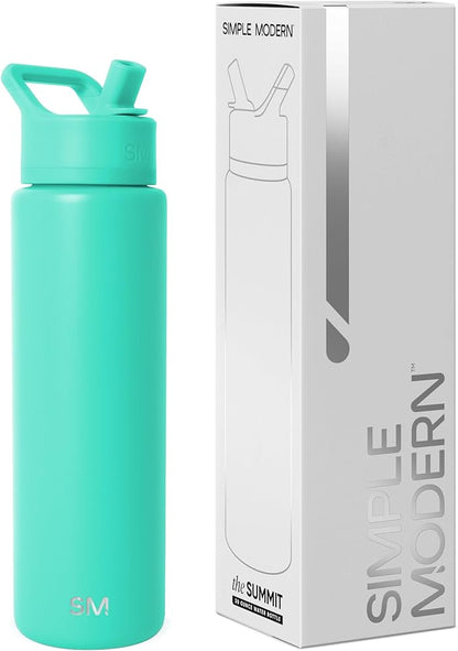 Simple Modern Summit Water Bottle with Straw Lid | Vacuum Insulated Stainless Steel | Leak Proof BPA-Free Cup for Travel, School, Sports | 30oz, Tropical Wave
