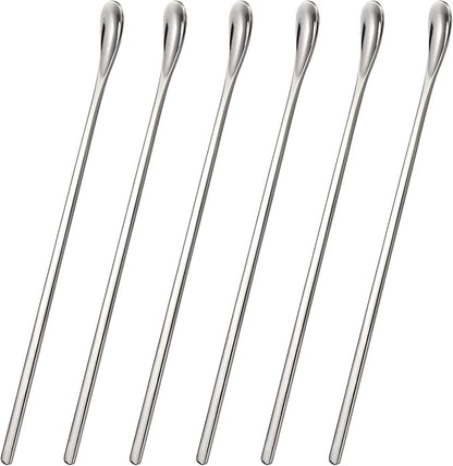 Stainless Steel Cocktail Stir Sticks with Long Handle of 6 Pieces for Coffee & Tea Drinks