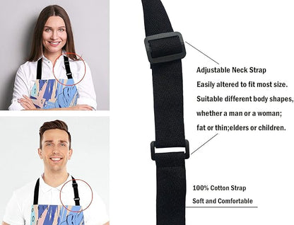 Watercolor Tropical Flower Bib Apron with Adjustable Neck for Men Women,Suitable for Home Kitchen Cooking Waitress Chef Grill Bistro Baking BBQ Apron