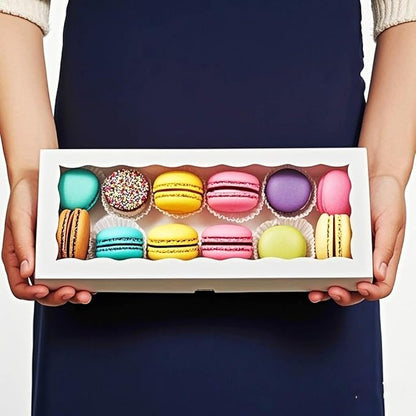 50PCS 12x5x1.5 Inch Cookie Boxes with Window Chocolate Truffle Brownie Packing Bakery Pastry Gift Boxes for Soap,Dount,Browine Cake,Treat Boxes for Party Favors Christmas