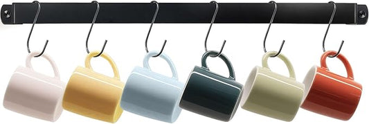 AJART Coffee Mug Rack Wall-Mounted: 12-Hook Cup Holder - Ideal for Coffee Bars & Apartment Kitchens - Space-Saving Solution - 1 Pack