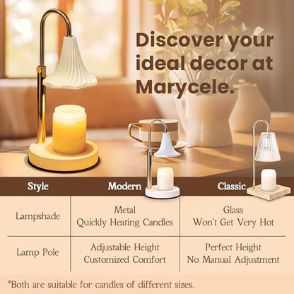 Electric Candle Warmer Lamp with Timer, Wax Melt Warmer, Gifts for Mom Women, Gold Aesthetic Room Home Decor Cozy House Warming Gifts, Vintage Square Diamond