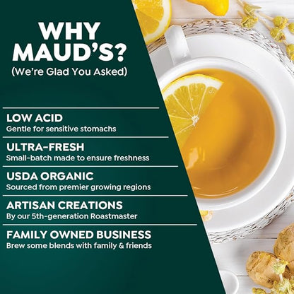 Maud's Organic Passion Green Tea Pods, 24 ct, Recyclable Single Serve Tea Pods – 100% Gourmet Blended Tea Leaves, Compatible with Keurig K Cups Maker