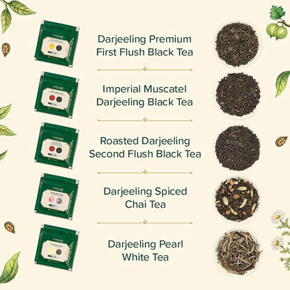 VAHDAM, Assorted Darjeeling Tea Sampler (10 Flavors, 50 Servings) Gluten Free, Non GMO - Darjeeling First Flush & Second Flush | Loose Leaf Tea Sample