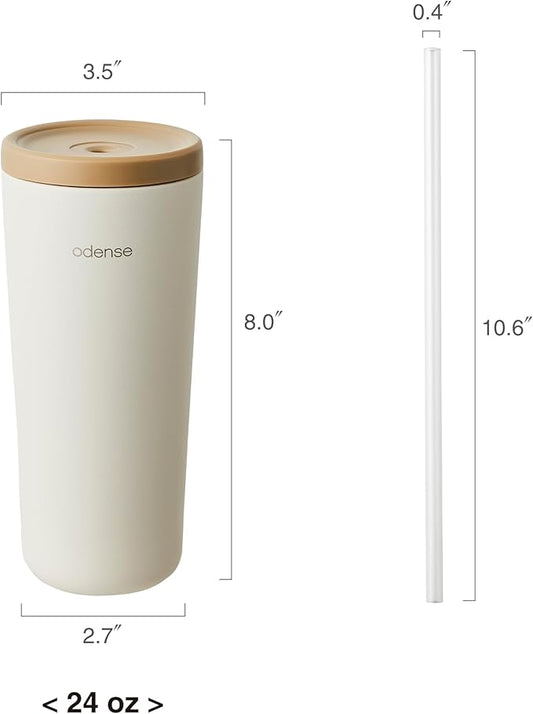 Odense Legodt Straw Tumbler 24oz - Double Stainless Vacuum Insulated Tumbler with Lid & Straw - Travel Mug, Water Bottle for Iced Coffee & Iced Tea, Cold Drinks, Dishwasher Safe(Sweet Pumpkin)