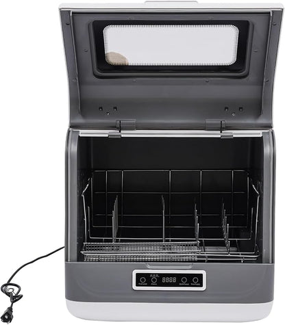 800W Portable Countertop Dishwasher, 110V Automatic Mini Dishwasher Machine with 3 Washing Programs, 360° Rotating Spray Air Drying Function for House Dorm Apartment RV
