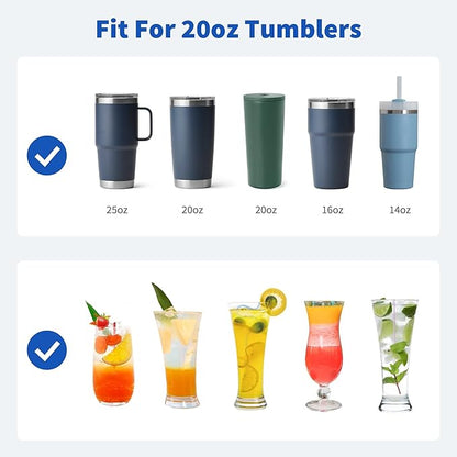 Metal Straws for 20 oz YETI, Stanley Cup, 5 Pcs Stainless Steel Straws with Silicone Tip for Simple Modern CIVAGO, ALBOR, BJPKPK 20 oz Tumbler, Cleaning Brush, 1 Portable Bag