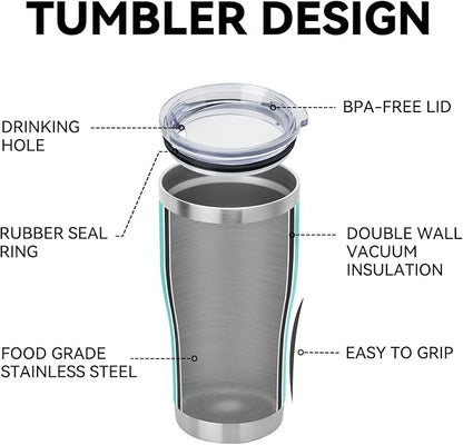 DOMICARE 20oz Tumbler with Lid Stainless Steel Tumblers Bulk, Double Wall Vacuum Insulated Coffee Travel Mug Powder Coated Tumbler, 12 Pack Light Blue