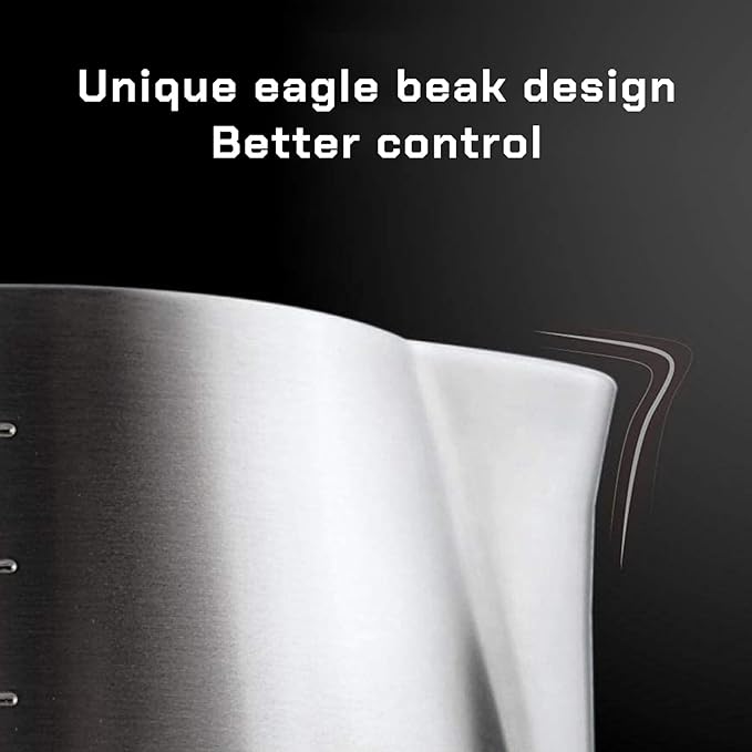 Milk Frothing Pitcher Steaming Pitchers Stainless Steel Milk/Coffee/Latte/Cappuccino Steam Pitchers Milk Jug Cup (600ml/20oz Set)