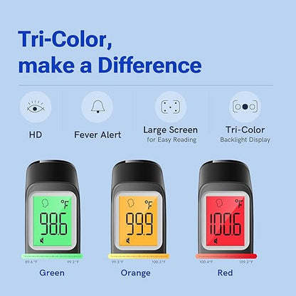 Forehead and Ear Thermometer for Adults and Kids, Fast Accurate Thermometer with Fever Alarm, 1S Reading & Silent Mode, Easy to Use for Baby, Kids & Elderly (Black)