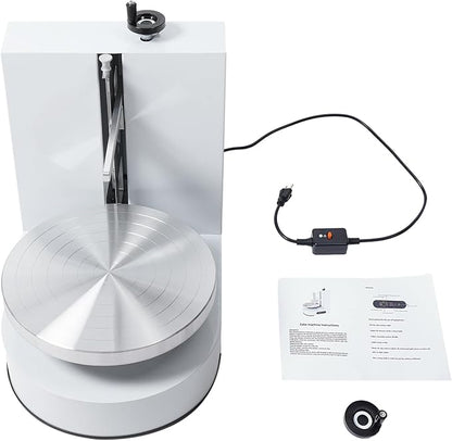 Cake Decorating Machine, 200W Electric Cake Cream Spreading Coating Machine with Adjustable Scraper, Turntable Cake Frosting Smoother, for 4-12in Cake, 60-320RPM (White)