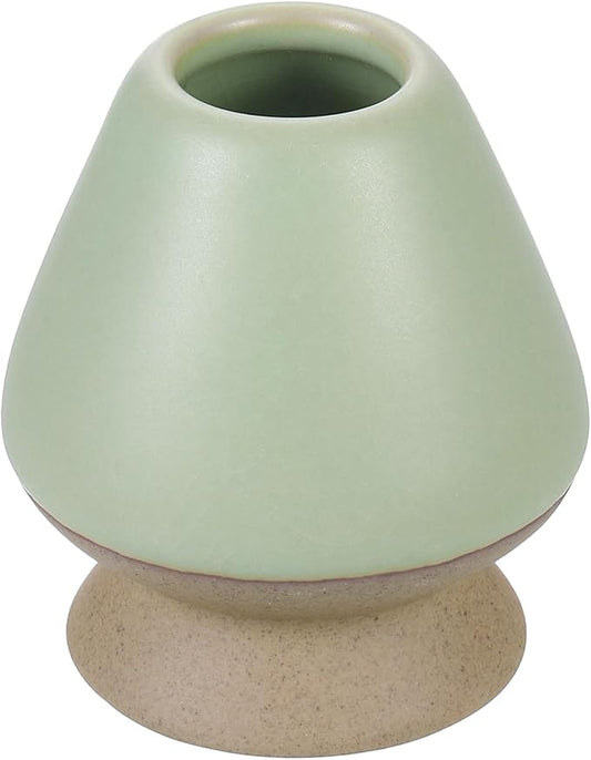 HARFINGTON Ceramic Chasen Stand 66mm Matcha Whisk Holder Teas Set Whisks Stand Traditional Matcha Tea Chasen Holder Tea Set Accessories for Tea Tasting, Gray Green
