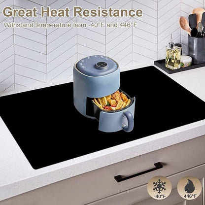 78.7" x 15.7" Large Silicone Mats for Kitchen Counter, Large Heat Resistant Countertop Protector Mat, Non-Slip Waterproof Craft Mat, Black
