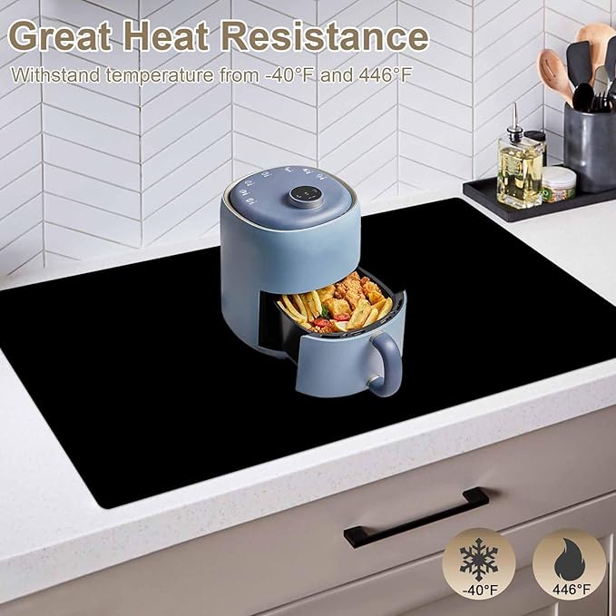 2 Pack 23.62"x15.74"(60cmx40cm) Silicone Kitchen Counter Mats, Heat Resistant Mat, Non-Slip Countertop Protector, Waterproof Nonstick Multipurpose Mat, Light Gray