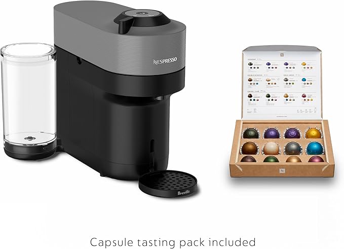 Nespresso Vertuo Pop+ Coffee and Espresso Maker by Breville with Milk Frother, Dark Grey