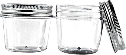 novelinks 4 Ounce Clear Plastic Jars Containers With Screw On Lids - Refillable Round Empty Plastic Slime Storage Containers for Kitchen & Household Storage - BPA Free (40 Pack)