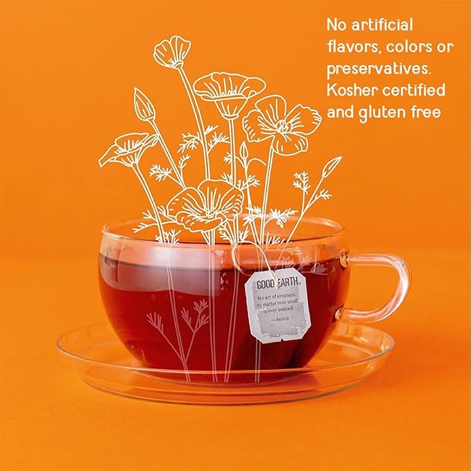 Good Earth Tea Sweet & Spicy Organic Caffeine Free Herbal Black Tea, 18 Teabags (Pack of 6)
